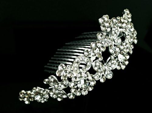 Bridal Wedding Prom Crystal Princess Crown Butterfly Tiara Headpiece W/COMBS W22
