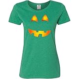 Inktastic Jack-o-Lantern Face Women's T-Shirt X-Large Retro Heather Green