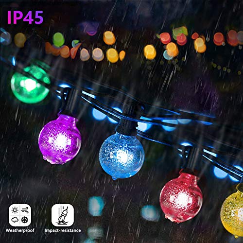 Yuusei 50Ft Colored Outdoor String Lights, Waterproof RGB LED Globe