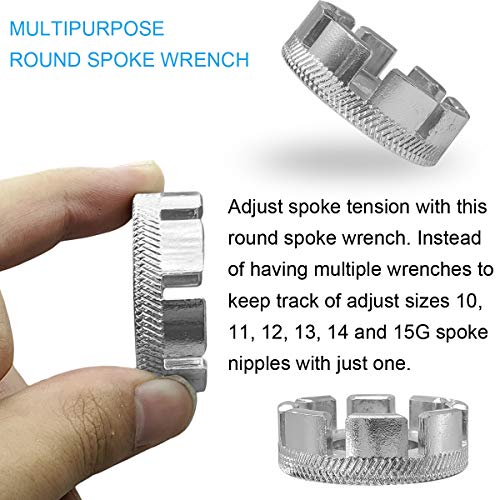 M-jump 3 Pack Bike Spoke Tool + 2 PCS Bike Spoke Light, Bicycle Spoke Wrench Cycling Pocket Tools 5 in 1 Bike Rim Correct Kit - Thumbnail 3