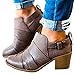 Huiyuzhi Women Fall Strap Buckle Chunky Low Heel Round Toe Faux Leather Ankle Booties