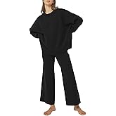 Pink Queen Women's 2 Piece Outfits Sweater Sets Knit Pullover Tops And Wide Leg Pants Loose Tracksuit Lounge Set