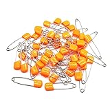 GTONEE Cute Safety Pins Secure Clips for Fastening Baby Clothes Diaper Napkins Stainless Steel Size L 5.3CM 50PCS Orange