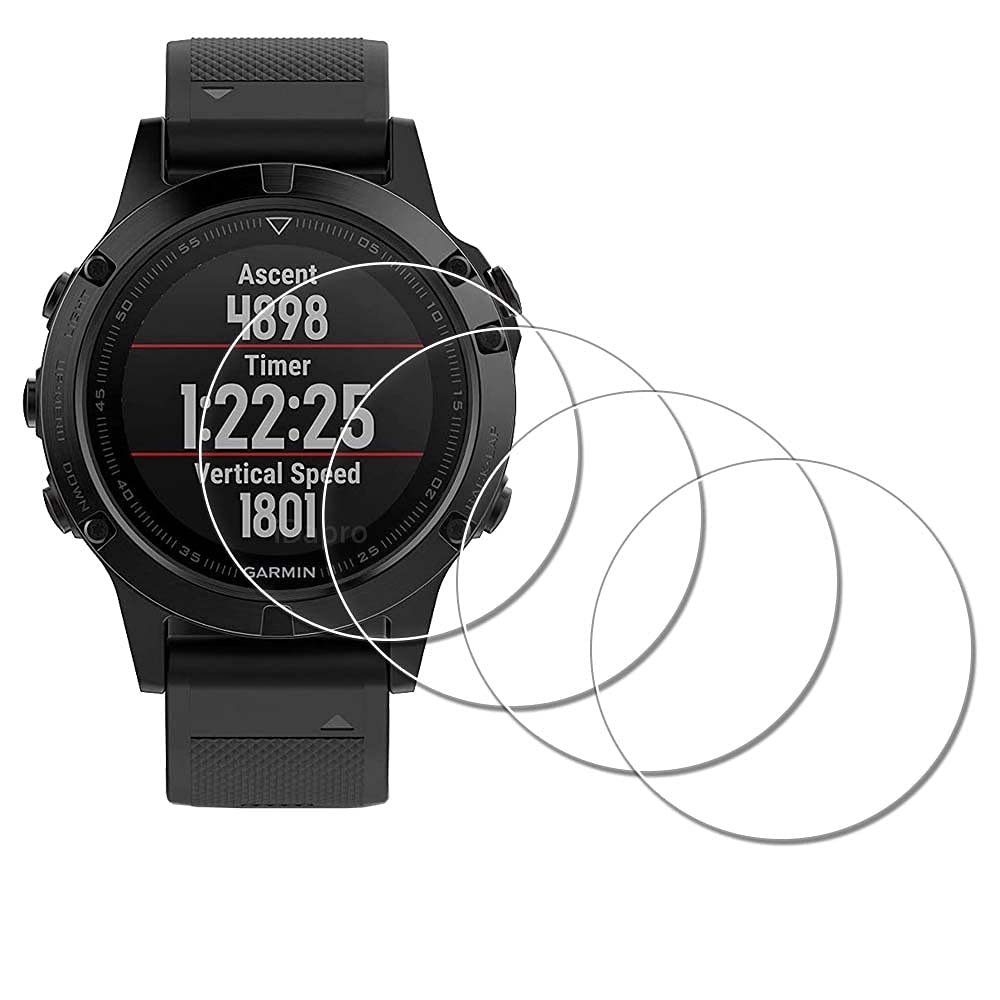 iDaPro [4 Pack] Screen Protector for Garmin fenix 5 47mm Watch 【Not for Fenix 5 Plus】 Tempered Glass Anti-Scratch Bubble-Free
