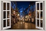 Hogwarts Harry Potter 3D Harry Potter Diagon Alley Night 3D Window View Decal WALL STICKER Art Mural Kids. 18