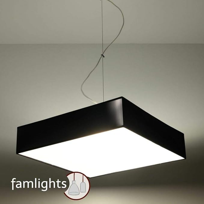 famlights Pendelleuchte Corinna aus Kunststoff in Schwarz, 3-Flammig, 450 mm | Deckenlampe hängend Schlafzimmerlampe flach Kü