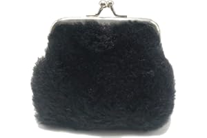 Adam Victor Black Furry Coin Purse- Mini Clasp Pouch Key Bags Money Bag/Wallet, Downy Bag Gifts for Girls Kids Purses Wallets Party Favors(Black)