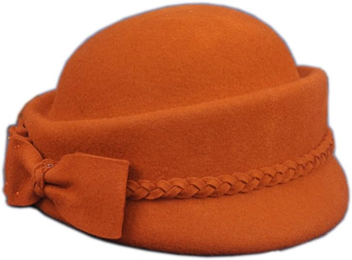 YSJOY Womens Bowknot 100% Wool Fall Winter Derby Hat Doom Cloche Hat