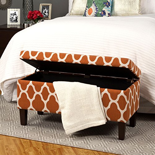 HomePop Large Upholstered Rectangular Storage Ottoman Bench with Hinged