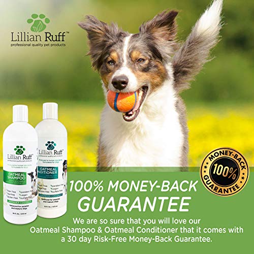 Lillian Ruff Dog Oatmeal Shampoo and Conditioner Set - Safe for Cats - Lavender Coconut Scent for Itchy Dry Skin with Aloe- Deodorize and Soothe - Gentle Cleanser for Normal to Sensitive Skin (16oz.) - Thumbnail 6
