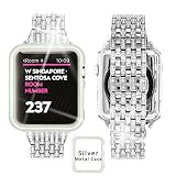 Ezzdo Replacement for Apple Watch Diamond Band, Rhinestone Luxury Diamond Stainless Steel Replacement Bands for Apple Watch 38mm 42mm Series 1/2/3 (Silver, 42mm)