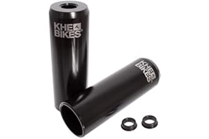 KHEBIKES KHE CNC PRO BMX Pegs 10mm 3/8" + 14mm Black Pair with adapters
