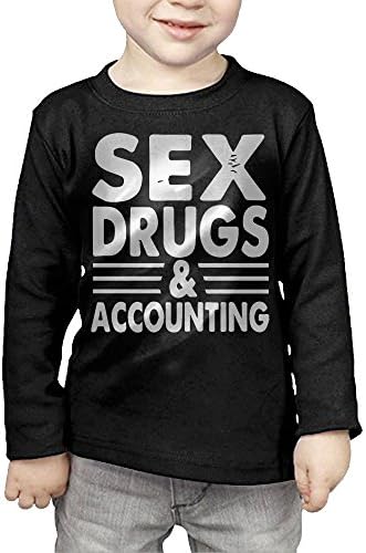 ZheuO Boys & Girls Baby Sex Drugs & Accounting Cozy 100% Cotton Tee Unisex Black
