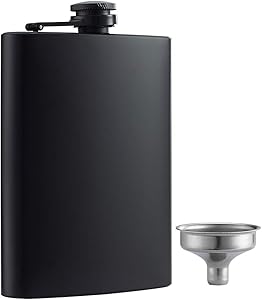 YWQ Hip Flask for Liquor Matte Black 8 Oz Stainless Steel Leakproof with Funnel, Great Gift Idea Flask