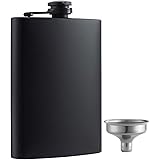 YWQ Hip Flask for Liquor Matte Black 8 Oz Stainless Steel Leakproof with Funnel, Great Gift Idea Flask