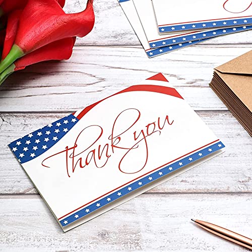 Pipilo Press 120 Pack Patriotic Thank You Cards with Envelopes Bulk
