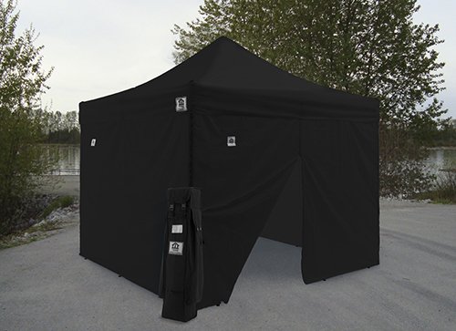 Impact Canopy 10 x 10 Pop Up Canopy Tent, Impact Canopies Instant Outdoor Gazebo Shelter, Solid and Mesh Sidewalls, Aluminum Frame, Black
