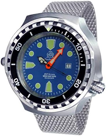 Tauchmeister Reloj de buceo automático XXL T0315MIL 100 ATM correa milanesa 52 mm