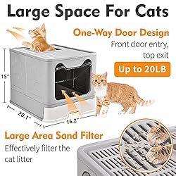 Homagico Foldable Cat Litter Box, Extra Large Front