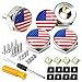 Aootf License Plate Screw Bolt Cap-American Flag Logo Metal Car License Plate Bolts Frame Screws Cover with USA Flag Sticker, License Plate Frame Security Fastener Kit with Anti-Rattle Foam Pads