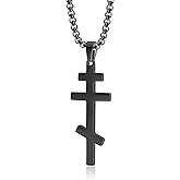 PenPot Stainless Steel Cross Necklace, Orthodox, Titanium Steel Pendant, Glossy, for Men and Women, Retro Style, Baptist Gifts