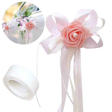 Buy Funpa 6pcs Wedding Car Flower Artificial Ribbon Flower Wedding