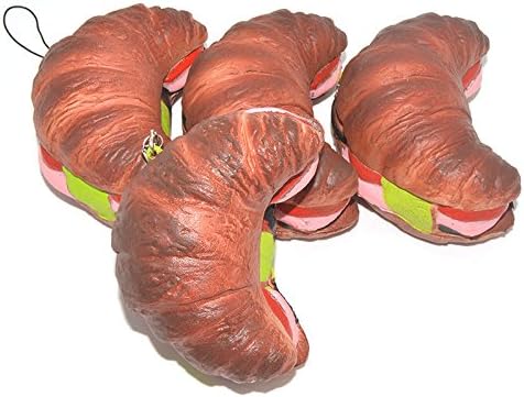New Squishy Crossiant Bread 9CM Soft Hamburger Cellphone Straps Decor Toys Gifts