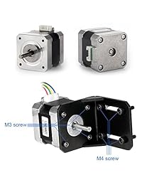 Motor paso a paso Nema 17, Motor de 4 conductores 1.8 Deg 40N.cm, Par de mantenimiento 1.7 A 42, Motor con soporte de montaje y tornillos para impresoras 3D   CNC