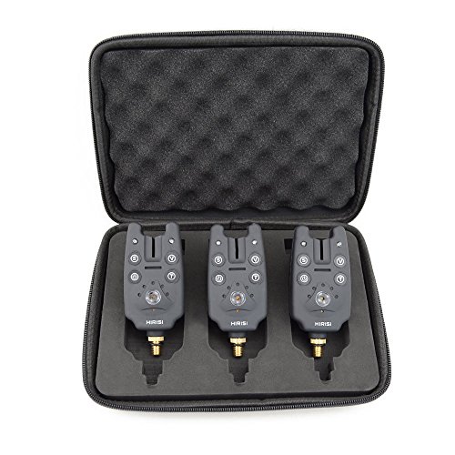 Hirisi Tackle® Bissanzeiger, 3 Stück für Karpfenangeln, in Gehäuse, mit Reißverschluss