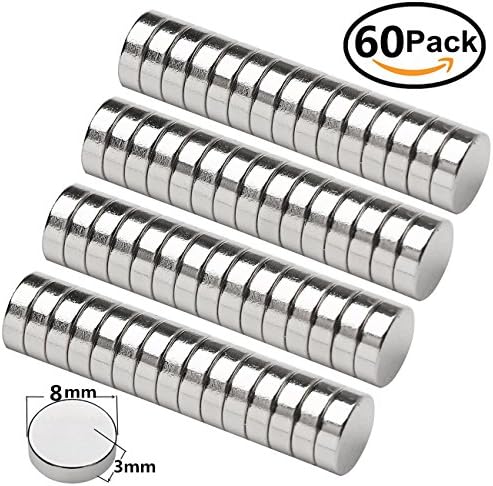 Round Magnets for Refrigerator,Fridge Magnets,Office Magnets,Crafts Magnets,Classroom Magnets,60Pcs 8ร3MM