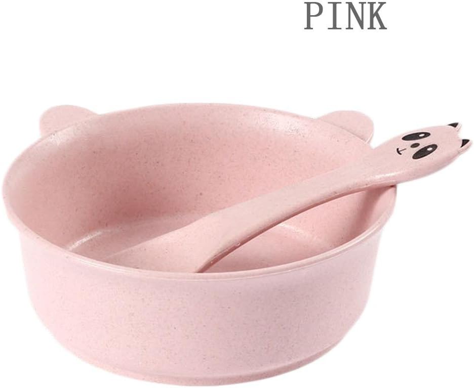forviupet 2pcs/Set Cartoon Eating Training Newborn Utensil Baby Feeding Dish Bowl with Spoon Tableware