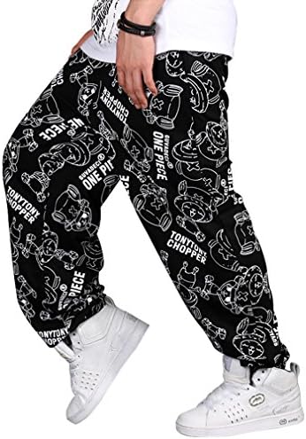 Sports Hip-hop Rock Casual Tony Tony Chopper Print Punk Baggy Pants,Black