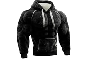 Muscle Jacket Men, Vintage Christmas Muscle Line Hoodie 3D Cool Muscles Fit Sweater Cardigan Fuzzy Cotton Blend Hoodie