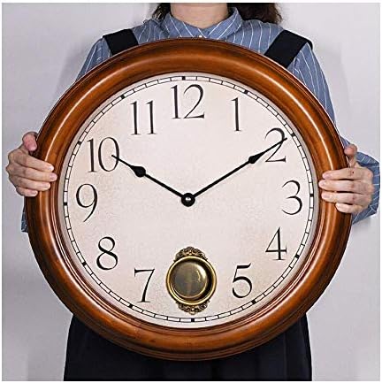 壁掛け時計壁掛け時計木製電池式和風装飾寝室キッチンリビングルームスイング振り子クォーツ