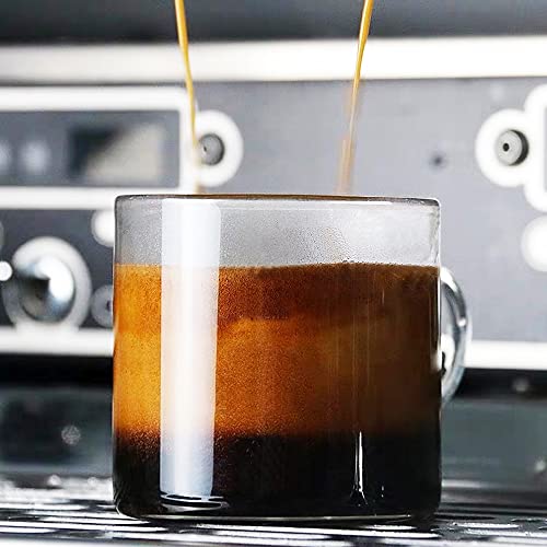 Tuksik Espresso Cups,4oz Glass Espresso coffee Cups Set of 4, Small Cappuccino Mugs, Clear Shot Glasses Microwave Dishwasher Safe, Universal for Home Party or Office, Gift for Espresso Lovers…