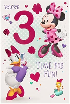 Hallmark Medium Time For Fun Minnie Mouse 3rd Birthday Card Old