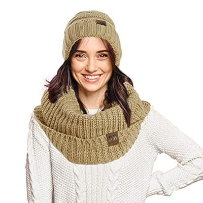 Womens Thick Knit Infinity Loop Scarf And Beanie Hat Set, Warm For The Winter In 6 Colors By Debra Weitzner Womens Thick Knit Infinity Loop Scarf And Beanie Hat Set, Warm For The Winter In 6 Colors By Debra Weitzner