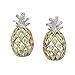 Sterling Silver with Yellow Gold Plated Accents Pineapple Stud Earrings