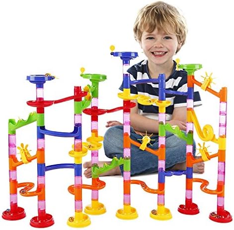 BATTOP Marble Run Railway Toy Marble Run Coaster Railway Construction Child Building Blocks DIY Game for Over 4 Years Old Kids