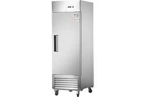 CTOSPOATO 27" W Commercial Refrigerator, Upright Refrigerator, Commercial Reach-in Refrigerator 18.68 Cu.ft Single Solid Door Stainless Steel for Restuarant, Bar, Shop, etc (27'' W)