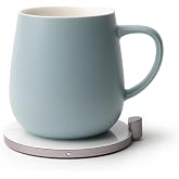 Ui Self-Heating Mug Set - Moonmist Blue | 12 fl oz / 355 mL Ceramic Coffee Mug Warmer, Infrared Temperature Control Heating Mug with OHOM Pad Max for Coffee &amp; Tea