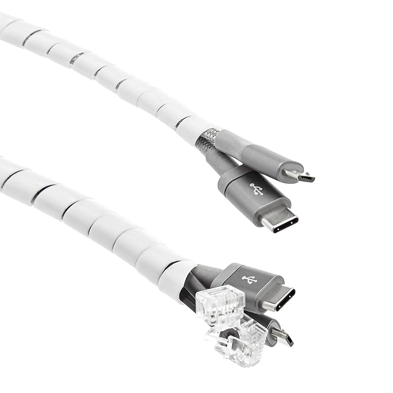 Amazon Basics Cable Tidy Sleeve 10 m White Cable Management Protect Cords