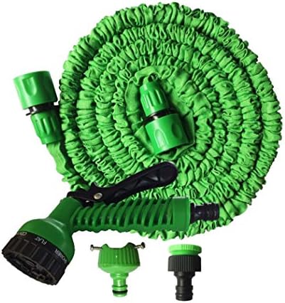 GAIBO Expandable Garden Water Hose Lightweight, 1/2 3/4 Connectors 7 Function Spray Nozzle Triple Layer Latex Core for Gardening Lawn Car Pet Washing,green_200FT 60M