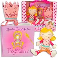 Tickle & Main Big Sister Gift Set- I Hereby Crown You Big Sister Book, Doll, and Child Size Crown