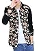 Allegra K Men Floral Print Long Sleeves Color Block Corduroy Shirts
