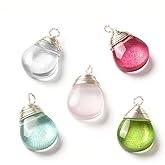 Gelirda 100Pcs Colorful Glass Teardrop Pendants Crystal Drop Dangle Charms for Jewelry Making Necklace Bracelet Crafts