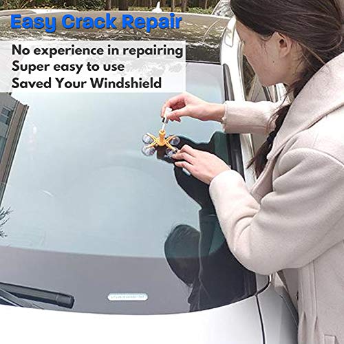 Windshield Repair Kit, Professional Windshield Treatment Car Windshield Crack Repair Kit, Auto Windshield Chip Cracked Glass Repair Resin Fix Bullseye Crack, Rock Chip,Spider Web, Starburst, Half Moon