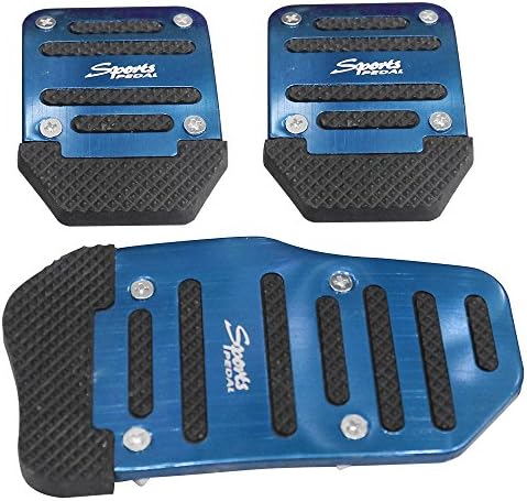 Automatic Car Auto New Fashion Non Slip Sports Aluminium Alloy Automatic Car Auto Vehicle Pedal Foot Treadle Foot Brake Cover Pad 3pcs/set (Blue)