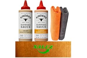 Generic (2 PACK) Kinder's Dipping Sauce (1) Creamy Roasted Garlic 12.8 oz + (1) Classic Burger Sauce 12.8 oz + 1 XDR Microfiber Towel + XALEZ TM Gift Box