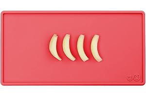 EZ PZ ezpz Tiny Placemat - Non-Slip, 100% Silicone Placemat That Fits on Most Highchair - Rolls-Up - Dishwasher Safe - 6 Months+ (Coral)